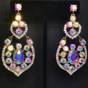 Dazzling Iridescent Crystal Statement Earrings